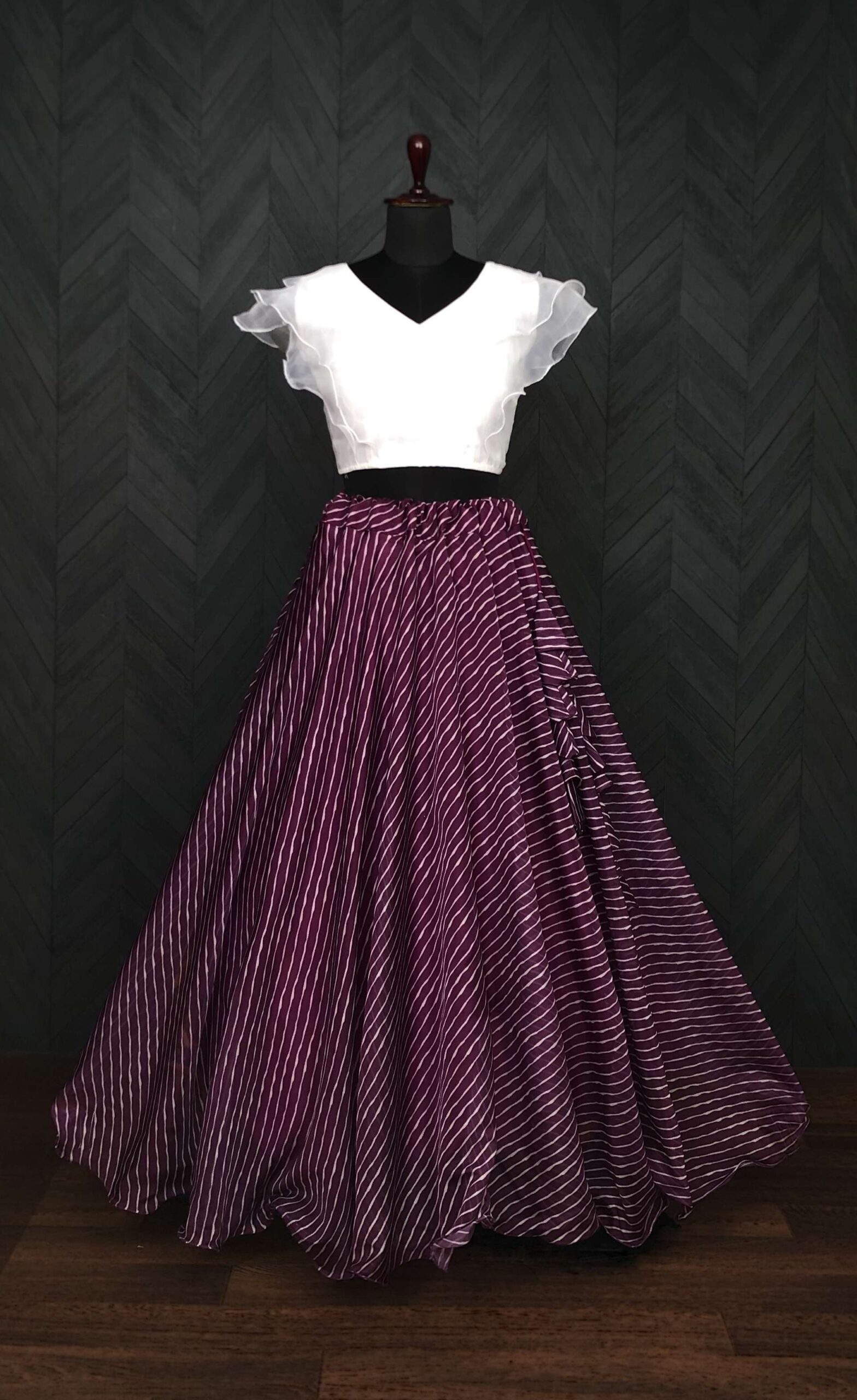 Premium Designer Leheriya Digital Printed Organza Lehenga Choli Set