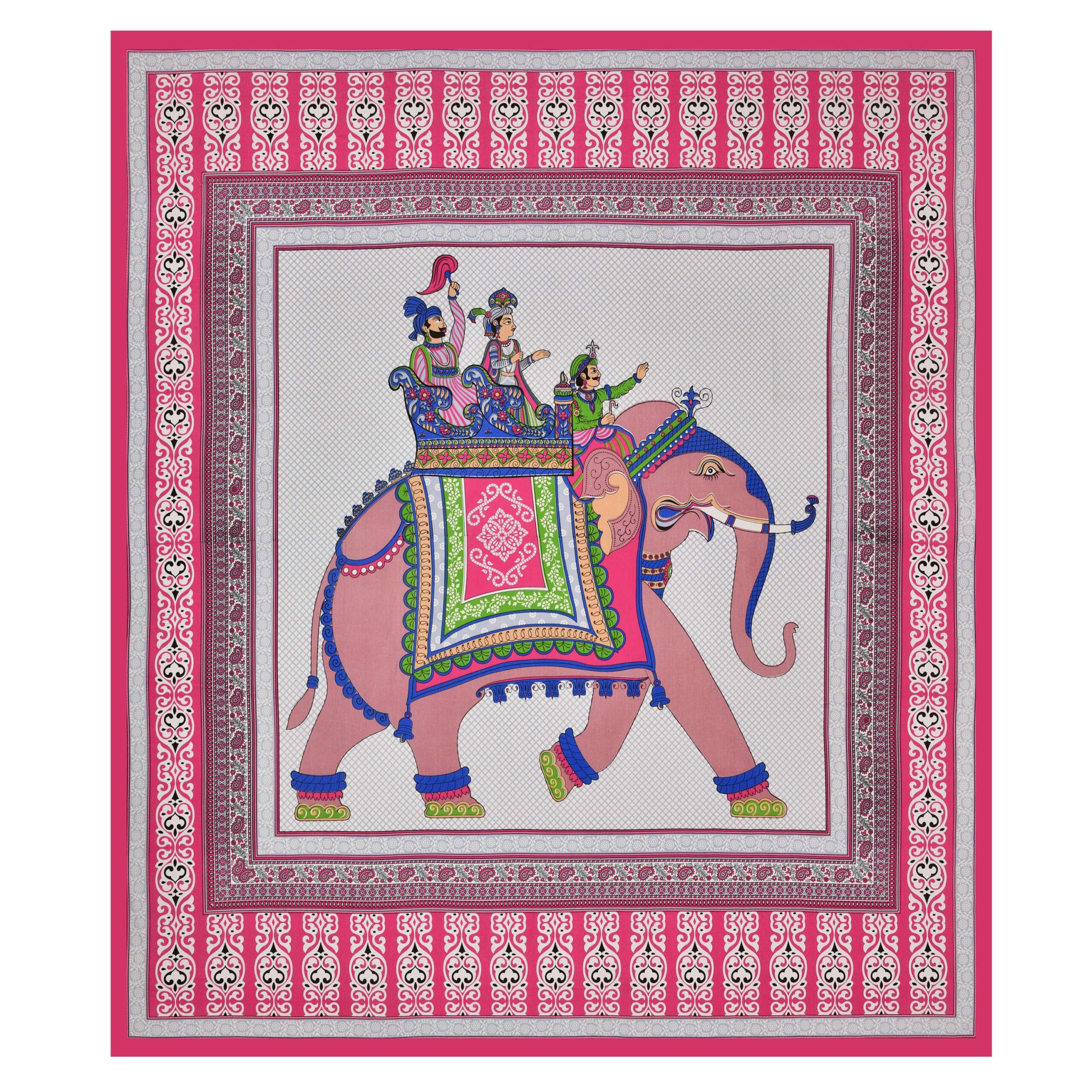 Rajasthani Traditionally Printed Cotton Doublebed Bedsheet With Pack of 2 Pillow Covers - Image 3